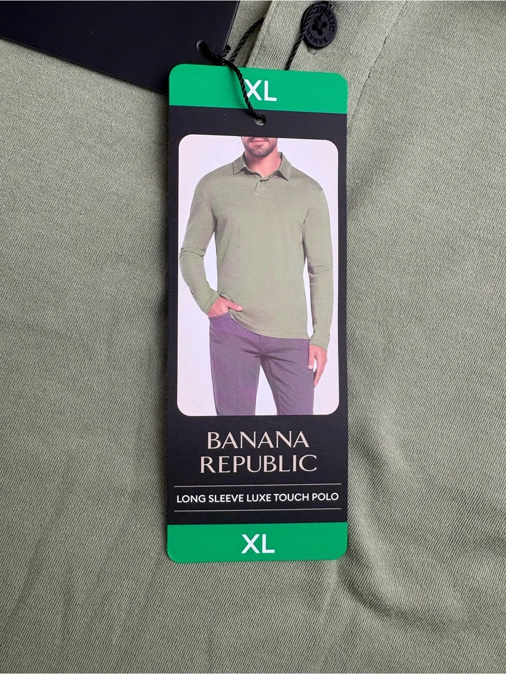 Banana Republic Olive Long Sleeve Luxe Touch Polo